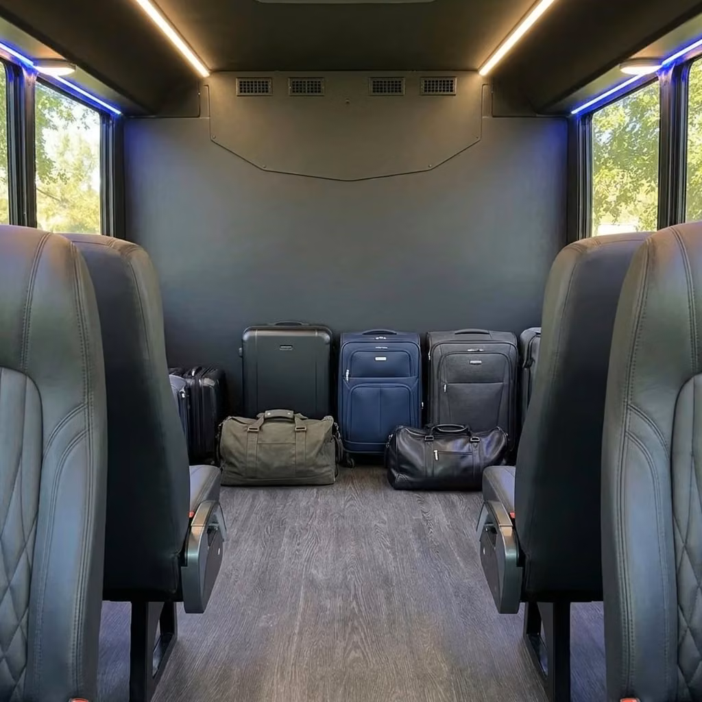 englewood 20 passenger minibus luggage area