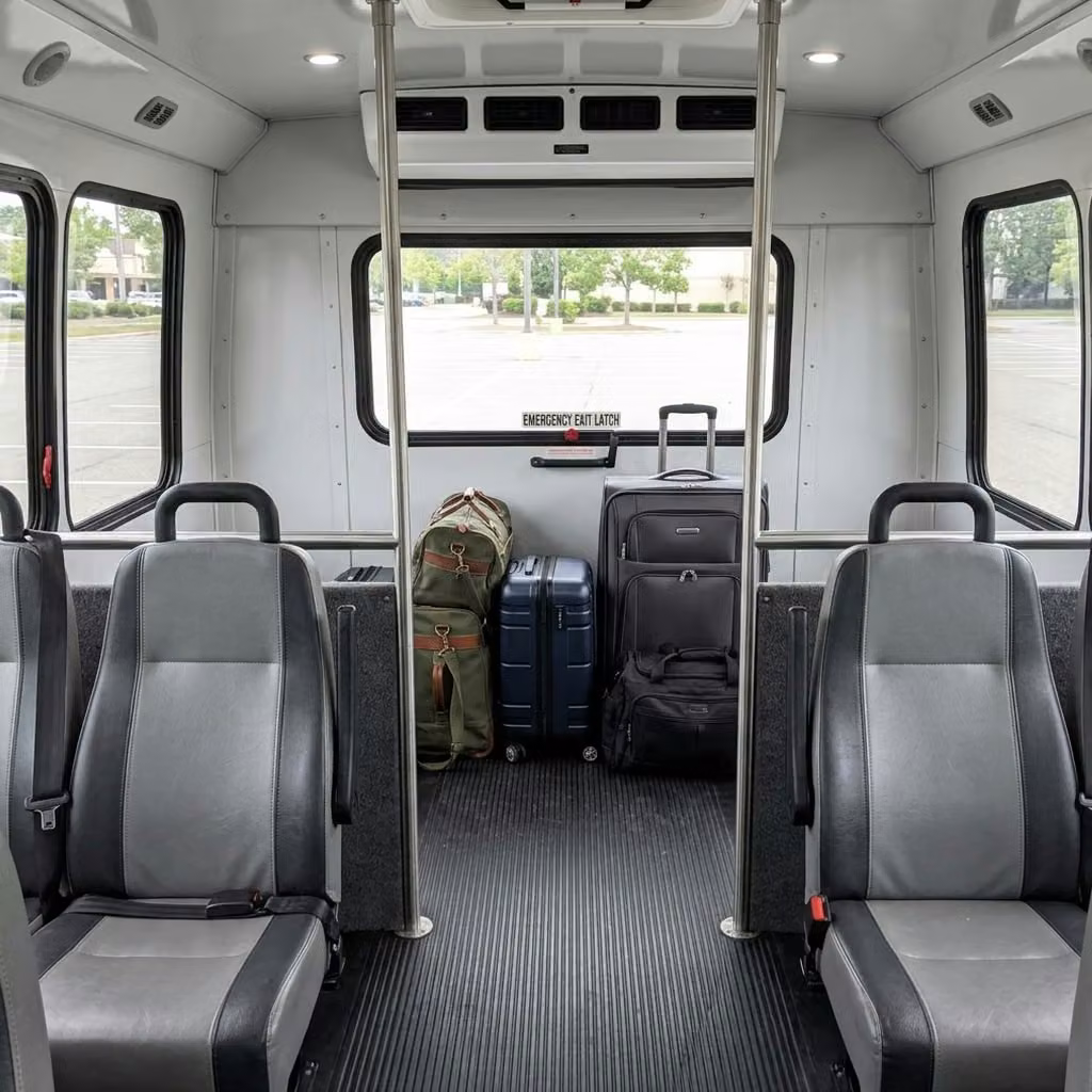 englewood 28 passenger minibus luggage area