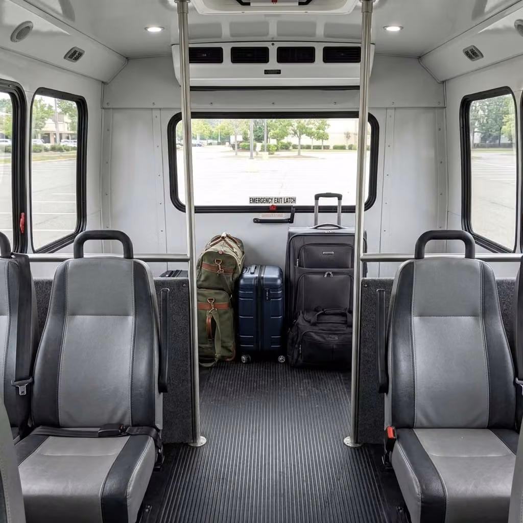 englewood 30 passenger minibus luggage area