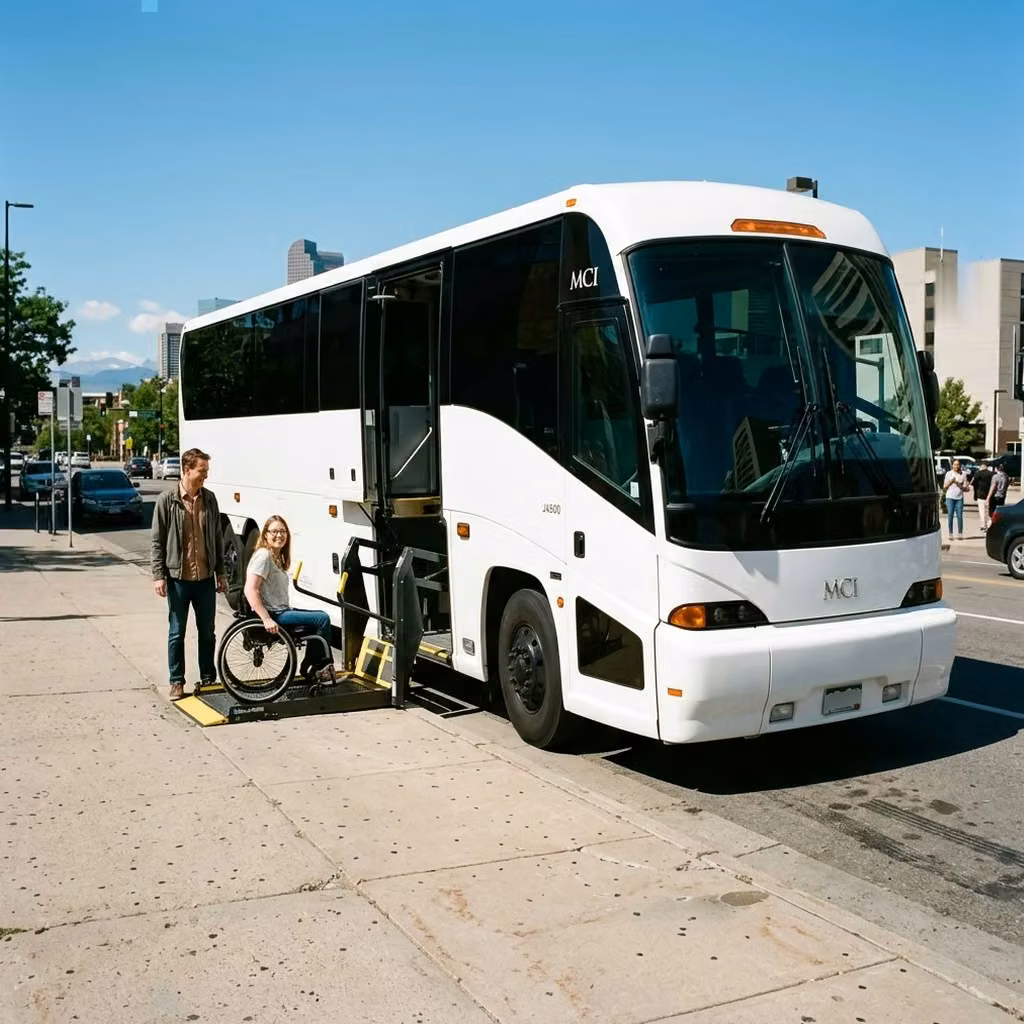 englewood 56 passenger charter bus wheelchair lift