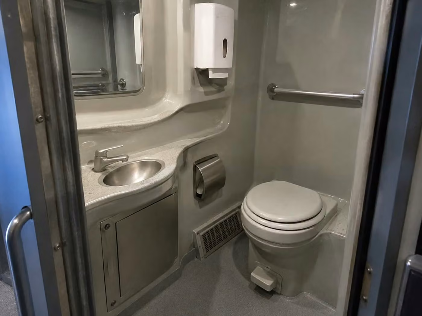 englewood charter bus onboard restroom