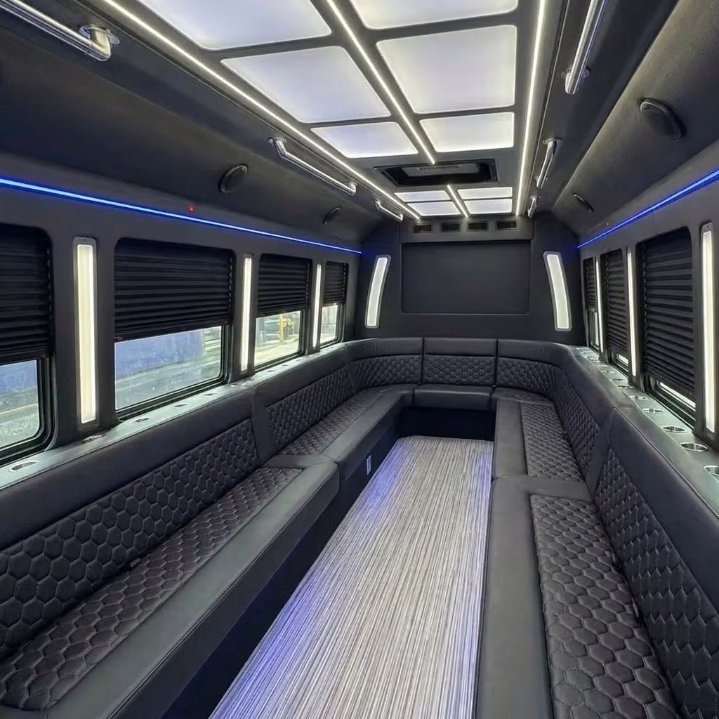 englewood party bus wraparound seating