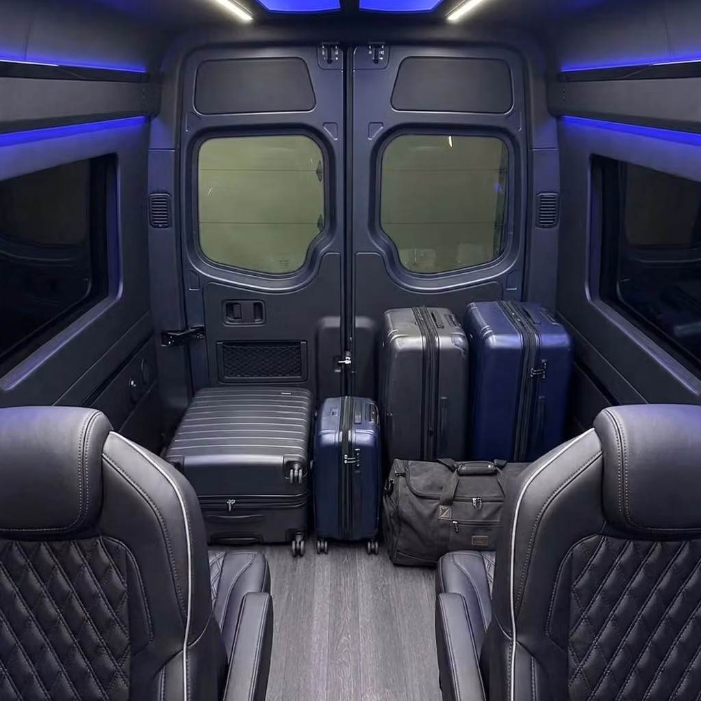 englewood sprinter van rental with driver luggage area